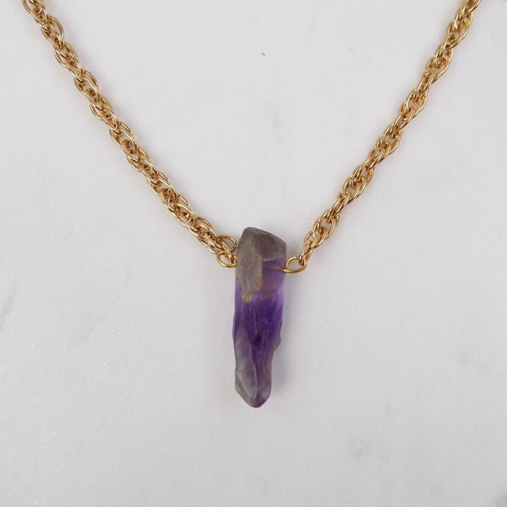 new in box! amethyst pointer bullet necklace rope chain boho hippie indie cute
